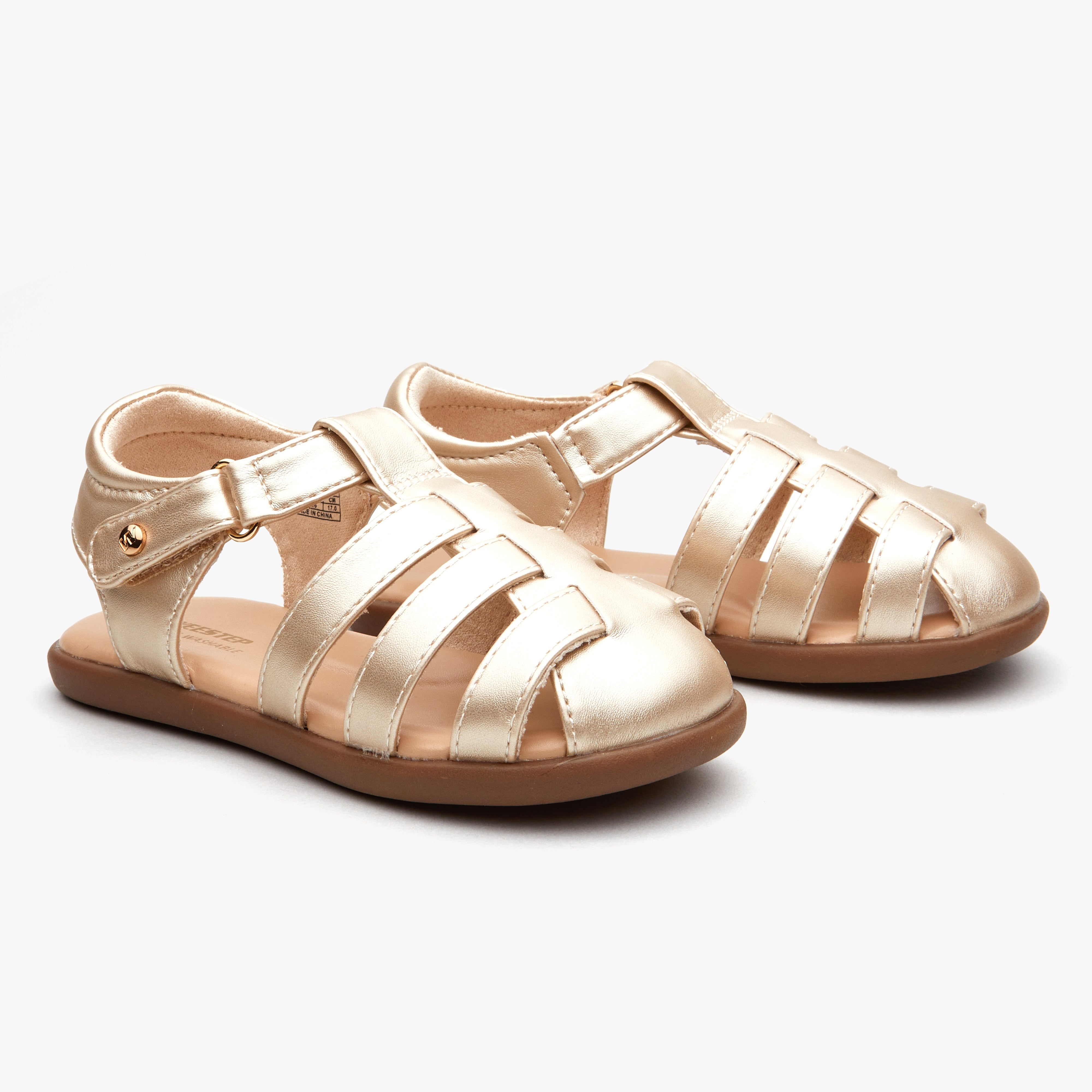 Buy Pine Kids Solid Colour Party Wear Sandals with Velcro Closure Golden  for Girls (4-4Years) Online, Shop at FirstCry.com - 13152789