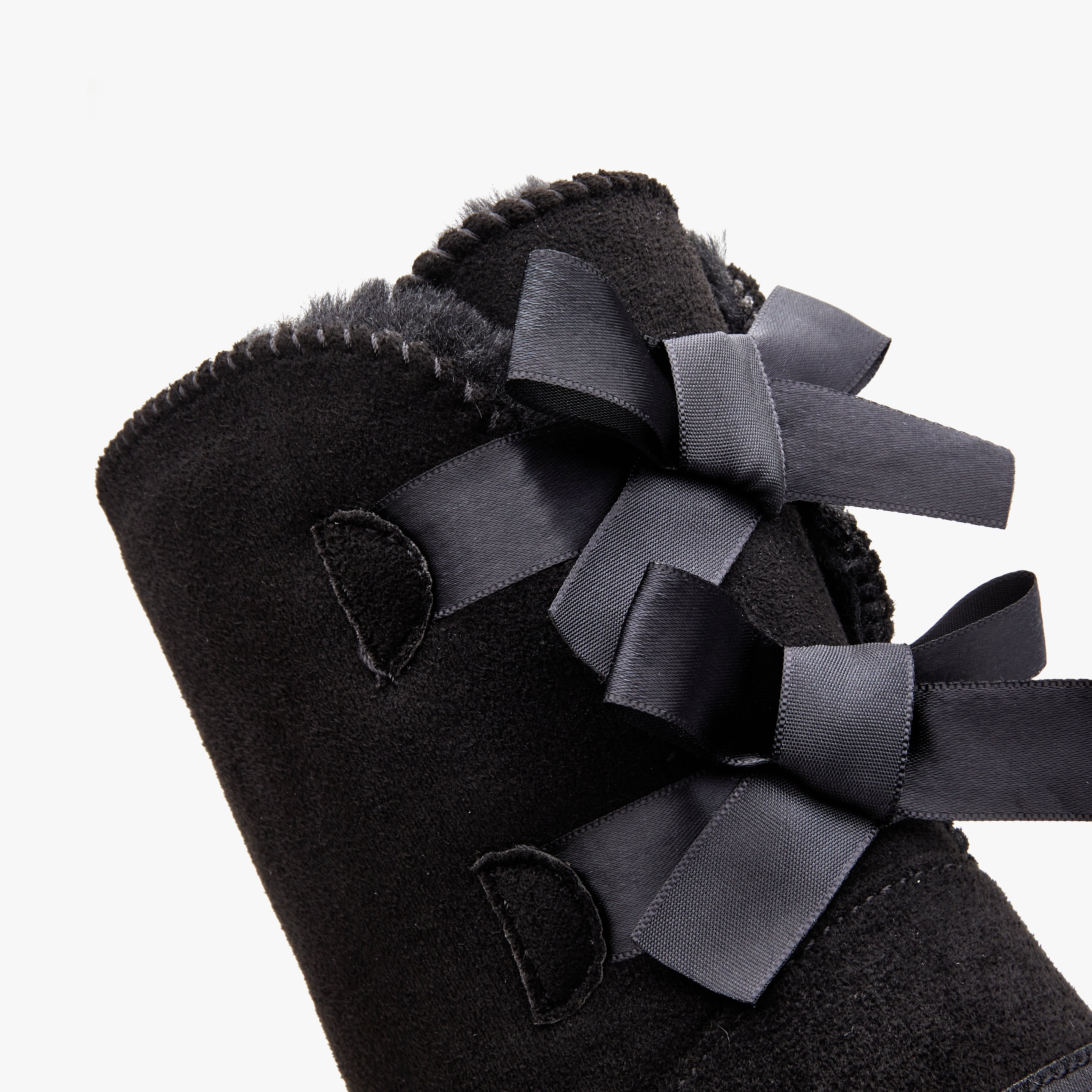 Fur boots with bows best sale